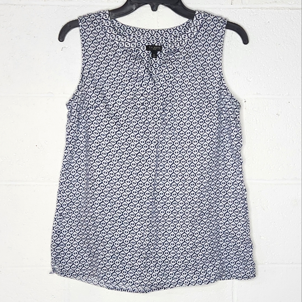 Talbots Linen Sleeveless Patterned Top